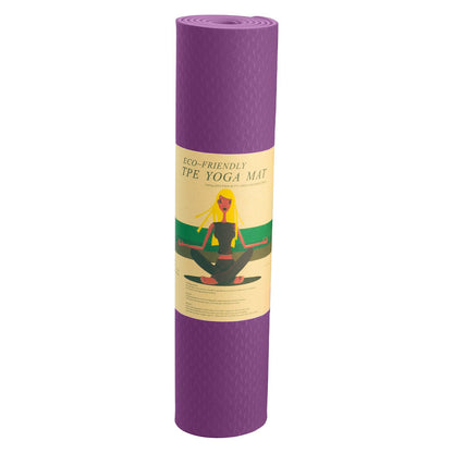 Powertrain Eco-friendly Dual Layer 6mm Yoga Mat | Royal Purple | Non-slip Surface And Carry Strap For Ultimate Comfort And Portability - ShopFrenzy
