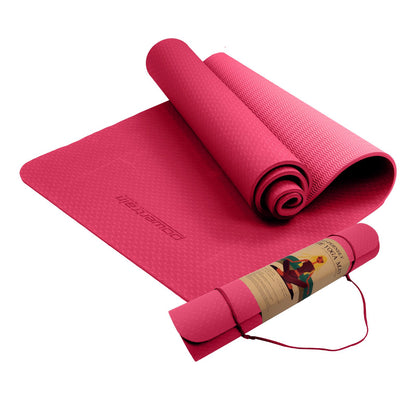 Powertrain Eco-friendly Dual Layer 6mm Yoga Mat | Pink | Non-slip Surface And Carry Strap For Ultimate Comfort And Portability - ShopFrenzy