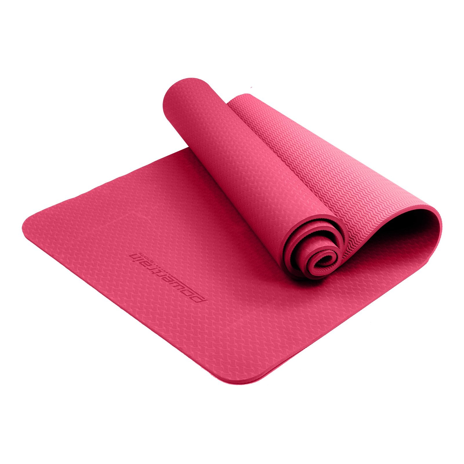 Powertrain Eco-friendly Dual Layer 6mm Yoga Mat | Pink | Non-slip Surface And Carry Strap For Ultimate Comfort And Portability - ShopFrenzy