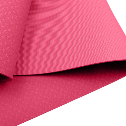 Powertrain Eco-friendly Dual Layer 6mm Yoga Mat | Pink | Non-slip Surface And Carry Strap For Ultimate Comfort And Portability - ShopFrenzy