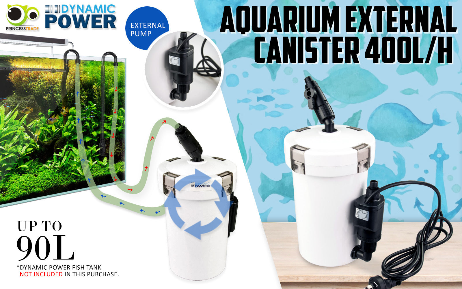Aquarium External Canister Filter 400L/H - ShopFrenzy