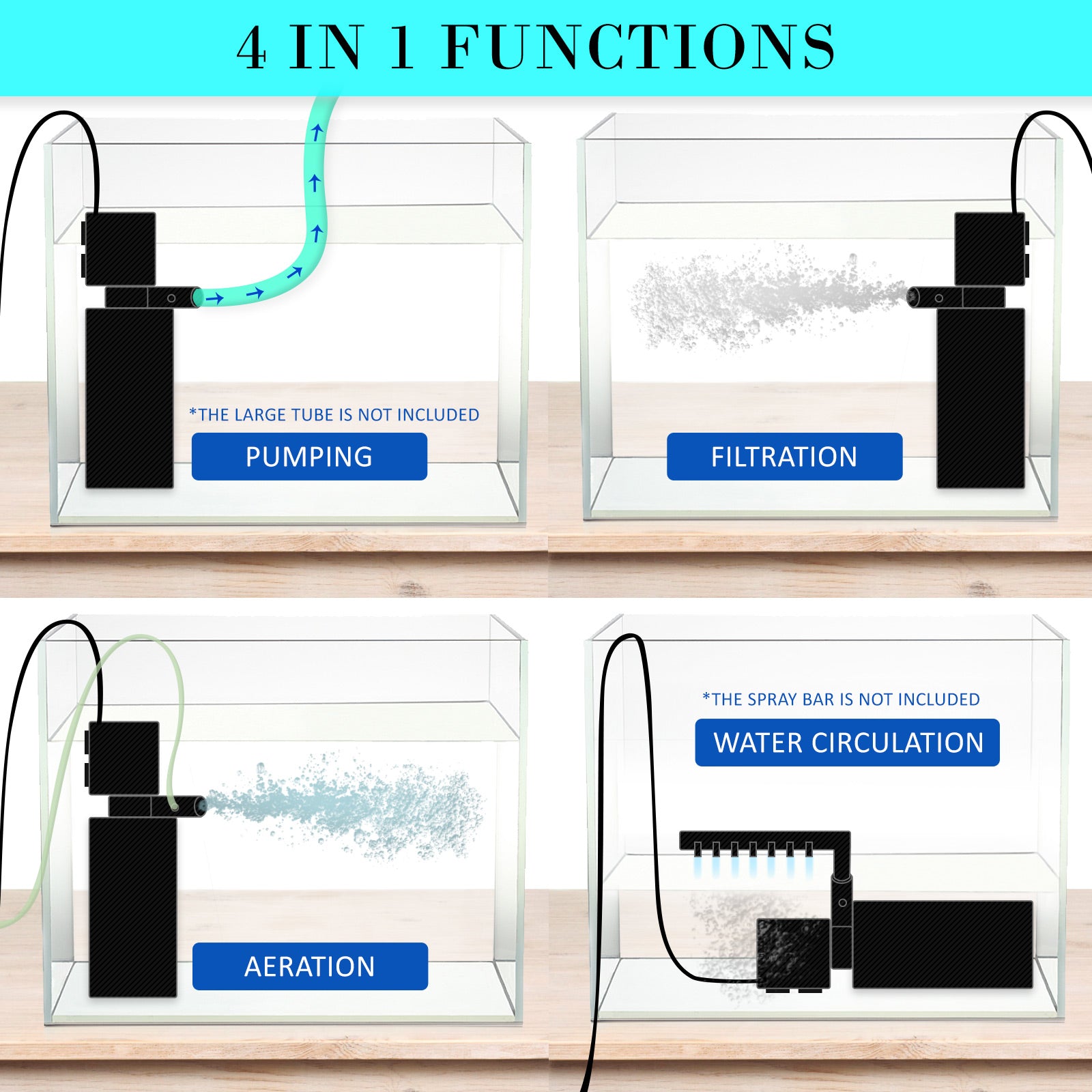 Aquarium Submersible Filter Pond Pump 1200L/H 22W 1.6m - ShopFrenzy