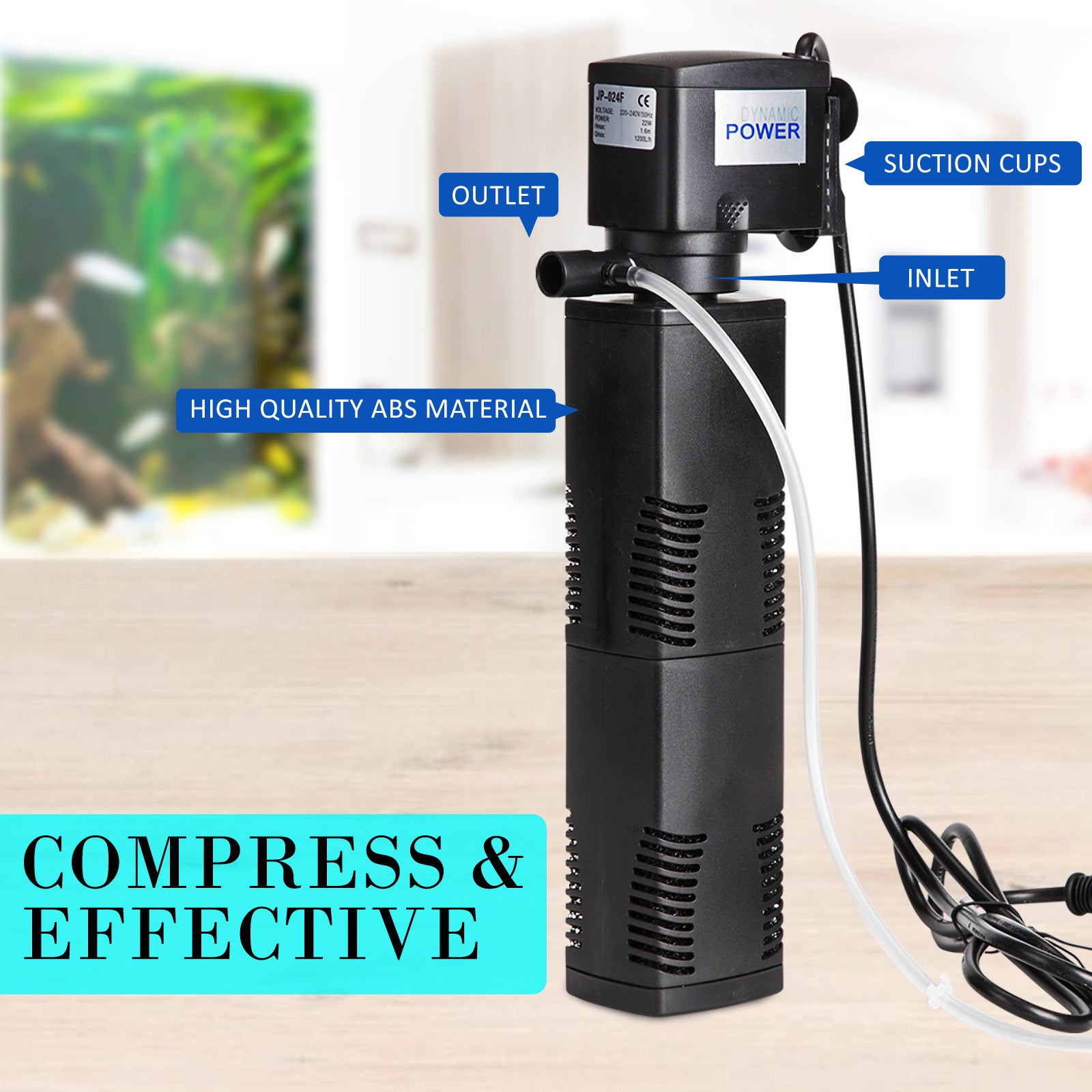 Aquarium Submersible Filter Pond Pump 1200L/H 22W 1.6m - ShopFrenzy