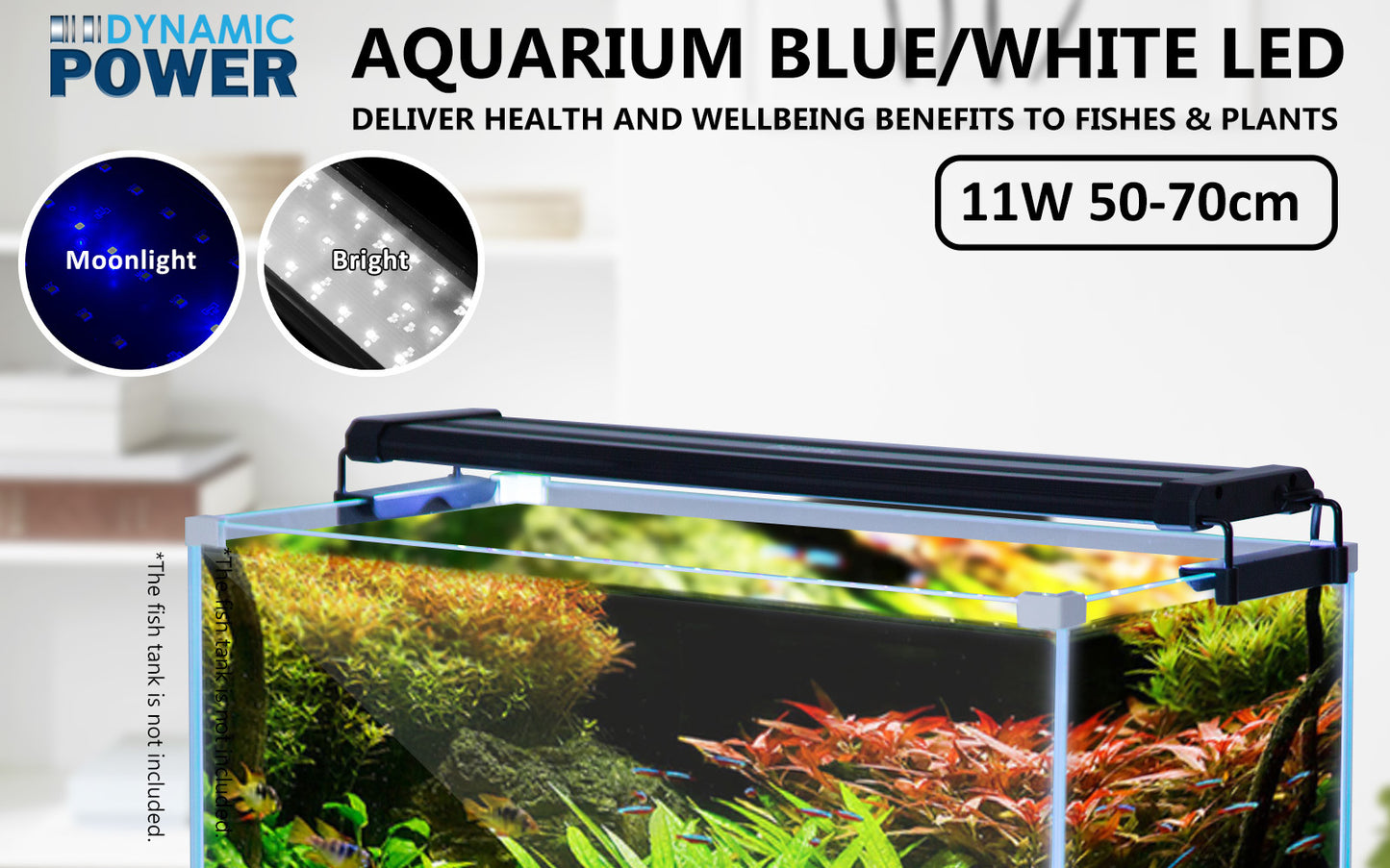 11W Aquarium Blue White LED Light for Tank 50-70cm - ShopFrenzy