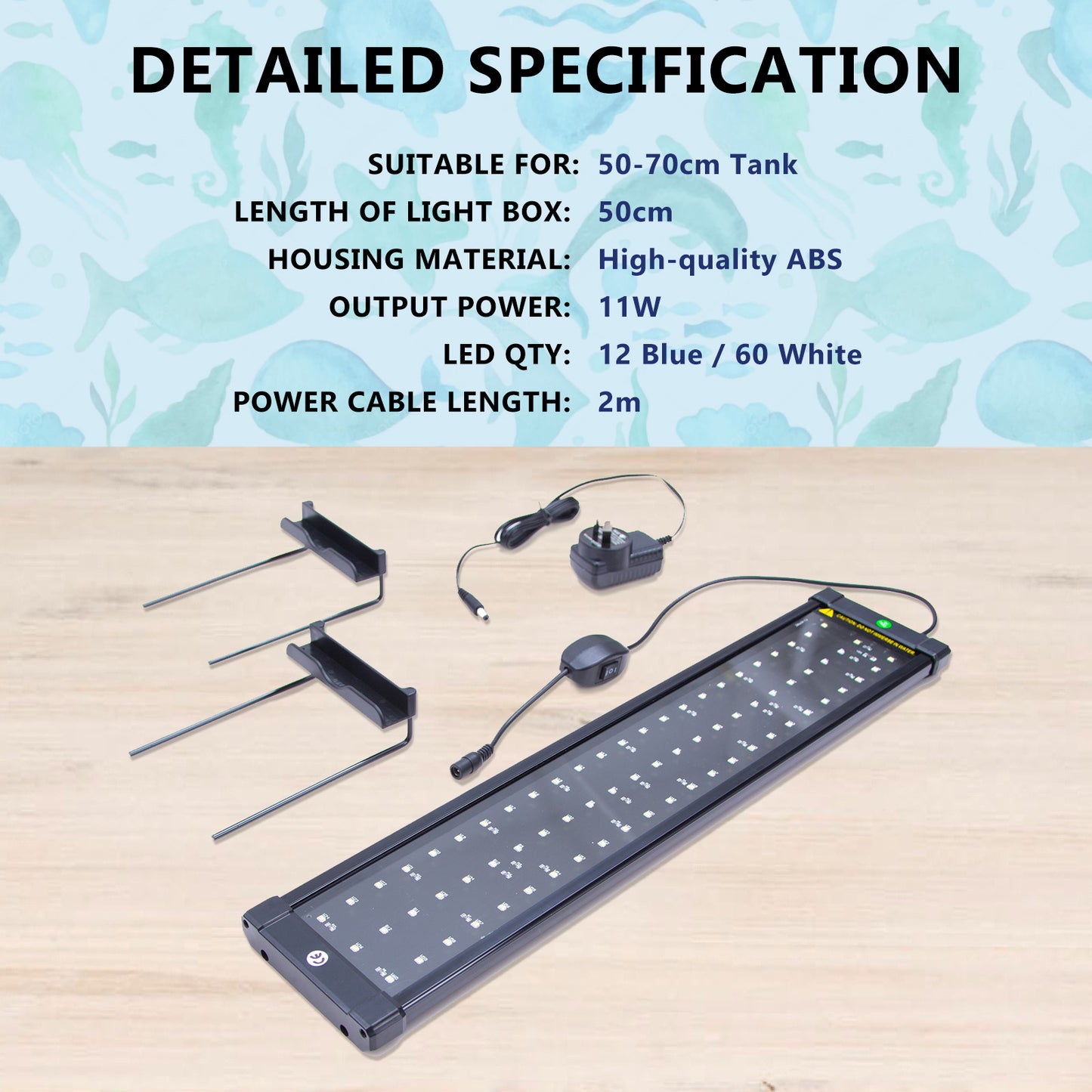 11W Aquarium Blue White LED Light for Tank 50-70cm - ShopFrenzy