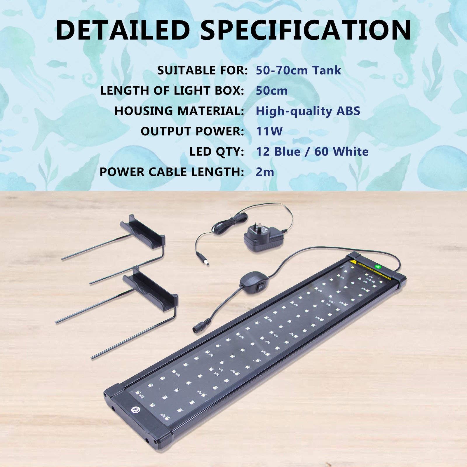 11W Aquarium Blue White LED Light for Tank 50-70cm - ShopFrenzy