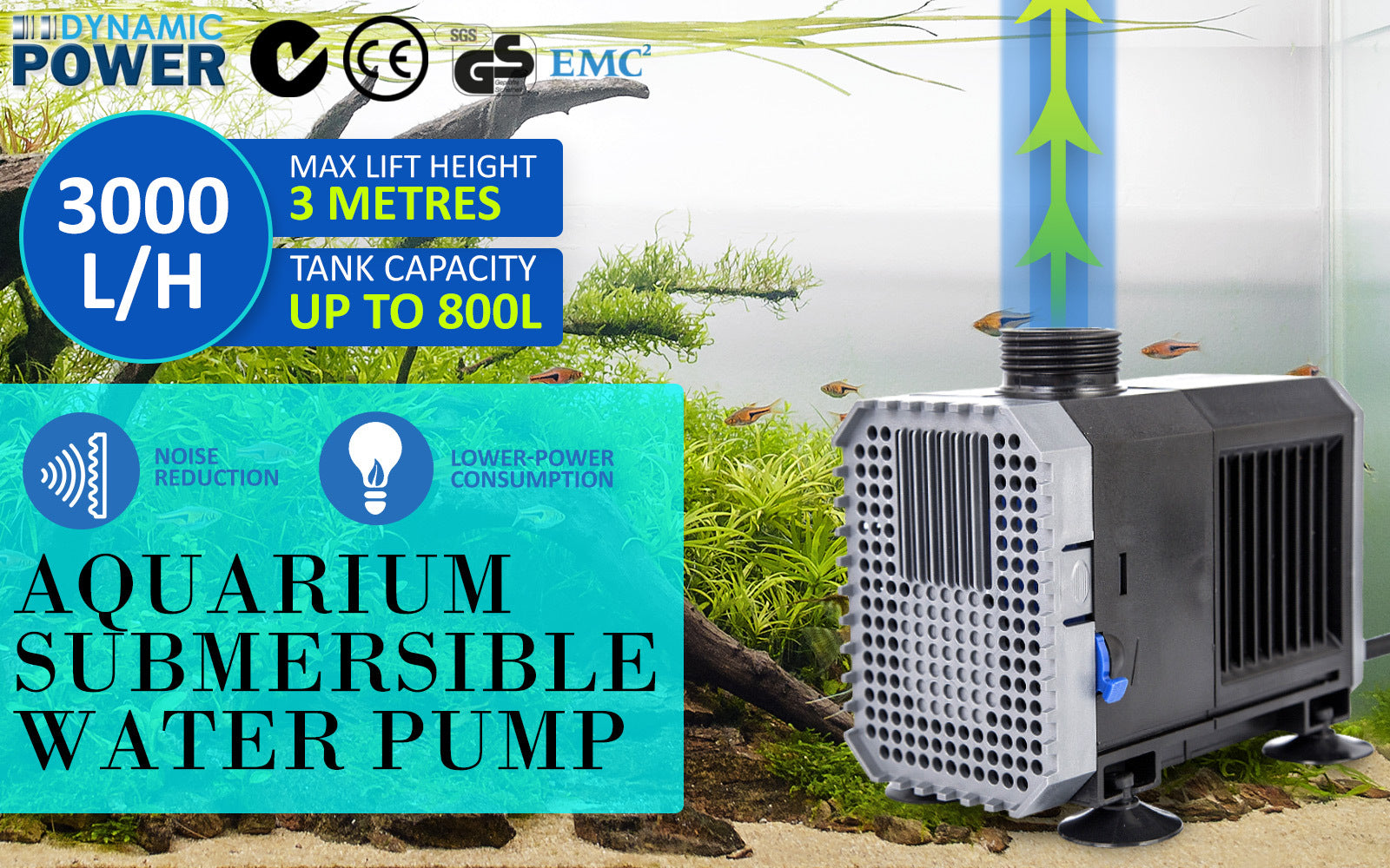 Aquarium Submersible Pond Water Pump 3000L/H 55W 3m - ShopFrenzy
