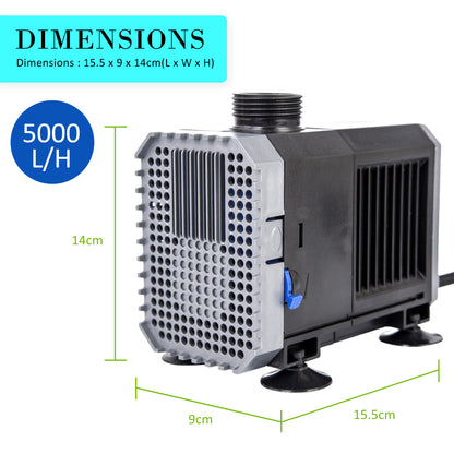 Aquarium Submersible Pond Water Pump 5000L/H 80W 3.8m - ShopFrenzy