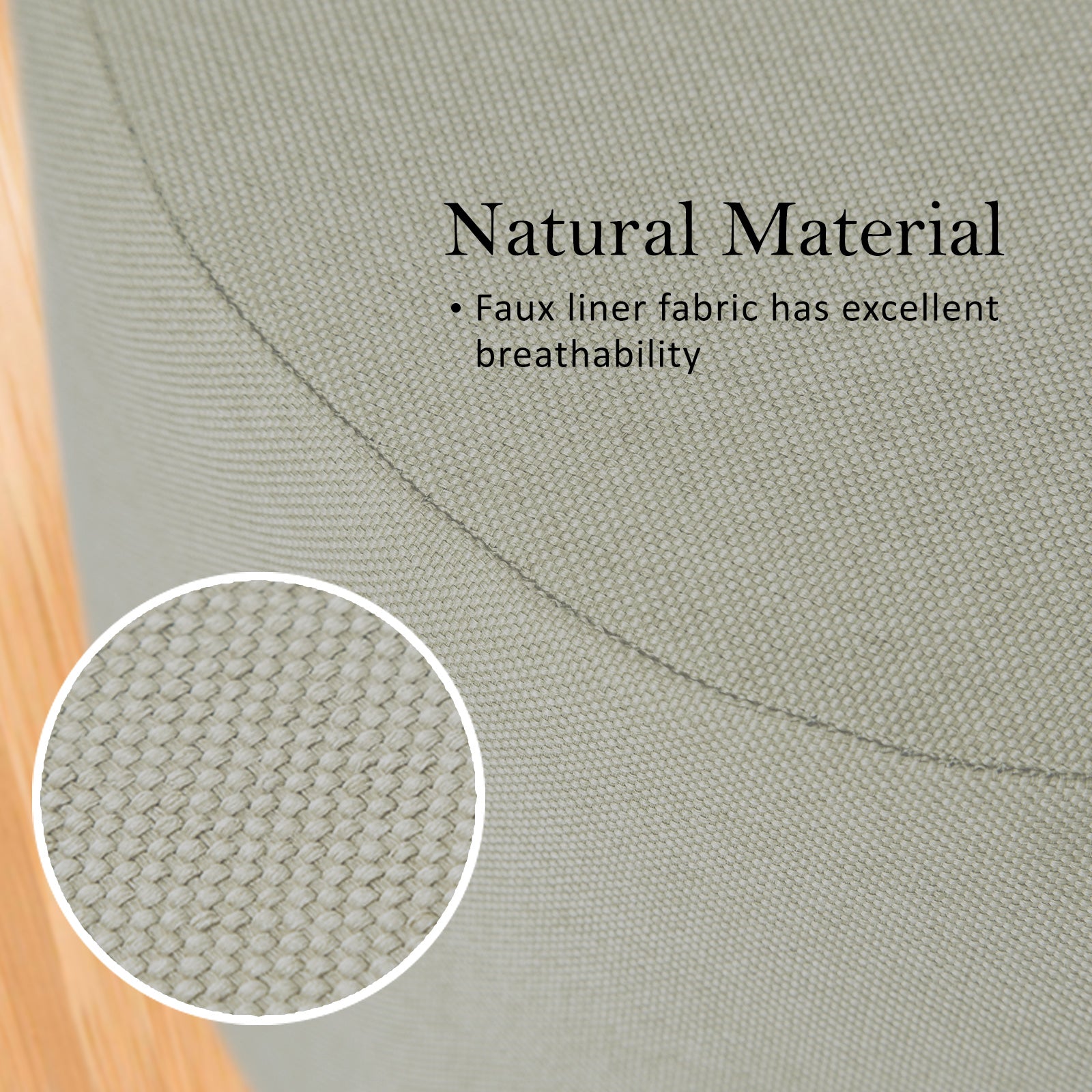 Fabric Ottoman Round Wooden Leg Foot Stool - GREY - ShopFrenzy