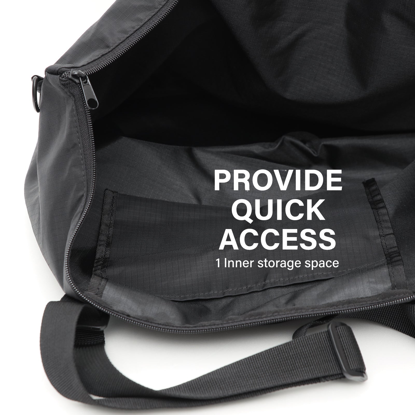 Shopper Bag Tote Bag Foldable Travel Laptop Grocery Nylon KO-DUAL BLACK - ShopFrenzy