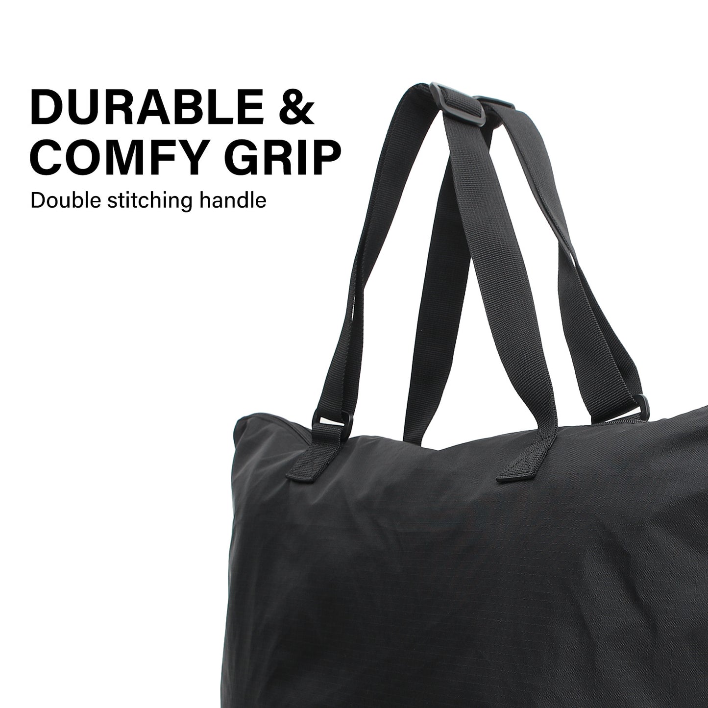 Shopper Bag Tote Bag Foldable Travel Laptop Grocery Nylon KO-DUAL BLACK - ShopFrenzy