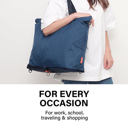 Shopper Bag Tote Bag Foldable Travel Laptop Grocery Nylon KO-DUAL NAVY - ShopFrenzy