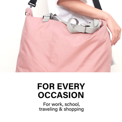 Shopper Bag Tote Bag Foldable Travel Laptop Grocery Nylon KO-DUAL PINK - ShopFrenzy