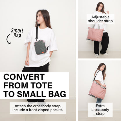 Shopper Bag Tote Bag Foldable Travel Laptop Grocery Nylon KO-DUAL PINK - ShopFrenzy