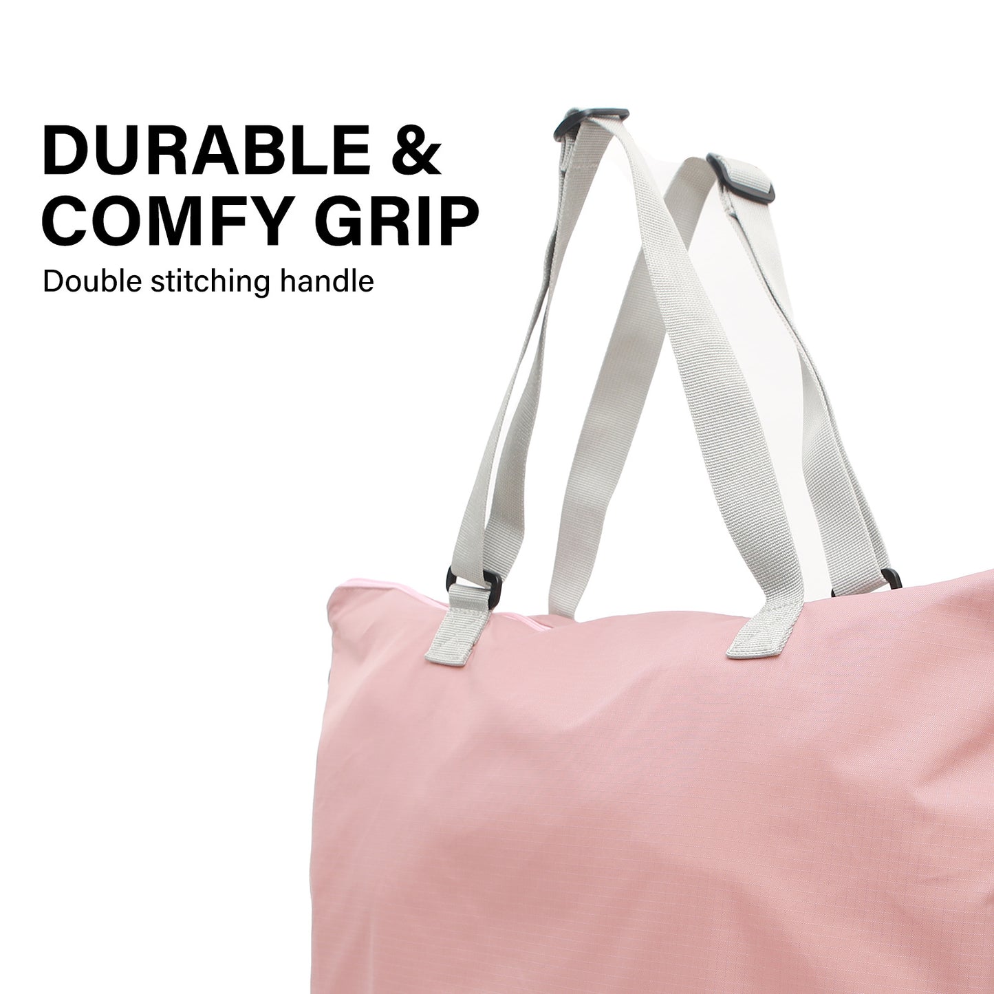 Shopper Bag Tote Bag Foldable Travel Laptop Grocery Nylon KO-DUAL PINK - ShopFrenzy