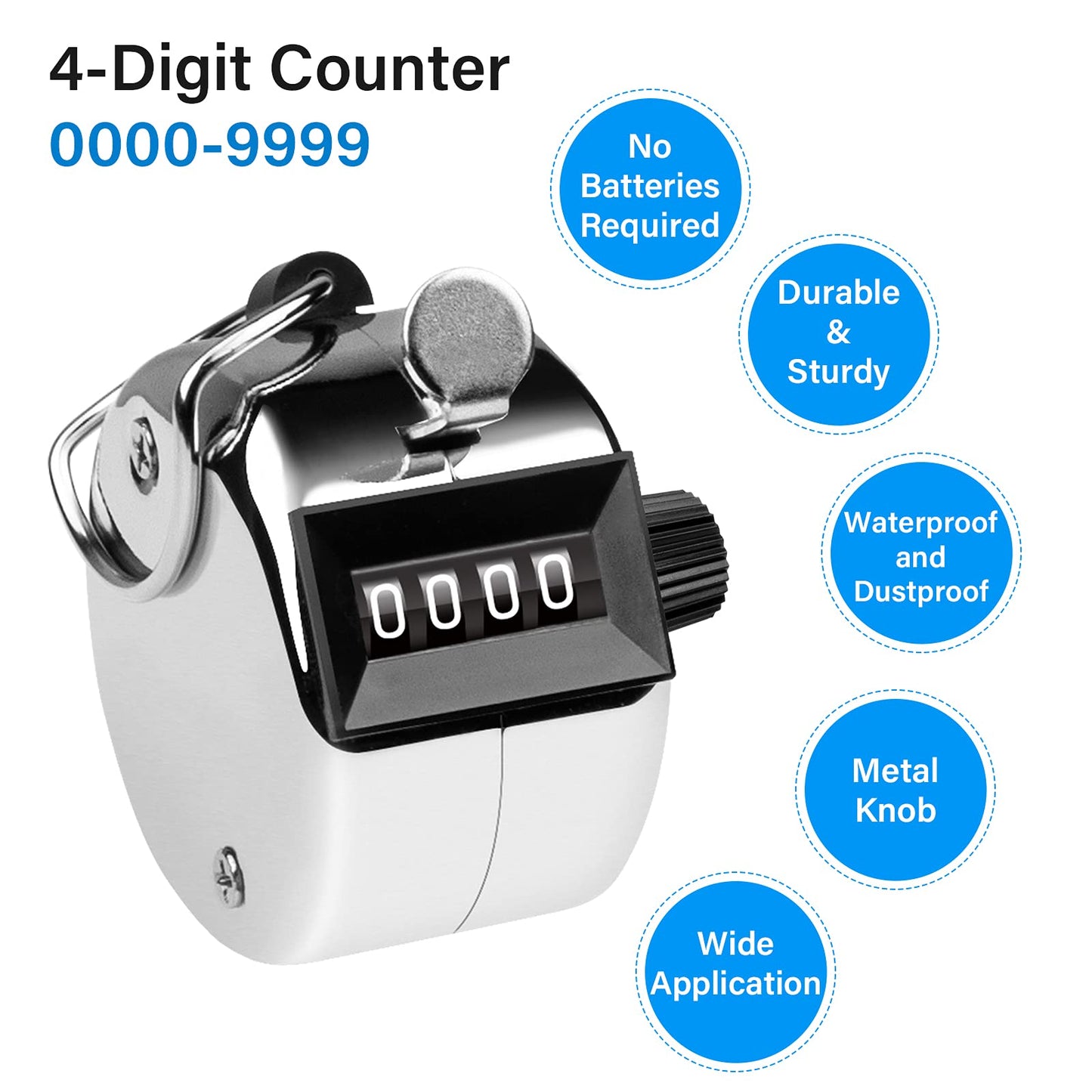 Hand Tally Counter 4-Digit Lap Counters Clicker Pitch for Counting Knitting Coaching - ShopFrenzy
