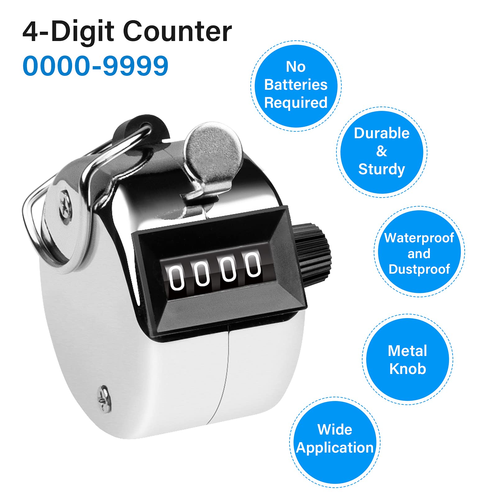 Hand Tally Counter 4-Digit Lap Counters Clicker Pitch for Counting Knitting Coaching - ShopFrenzy