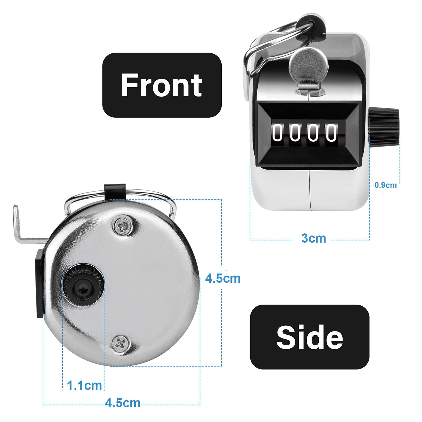 Hand Tally Counter 4-Digit Lap Counters Clicker Pitch for Counting Knitting Coaching - ShopFrenzy