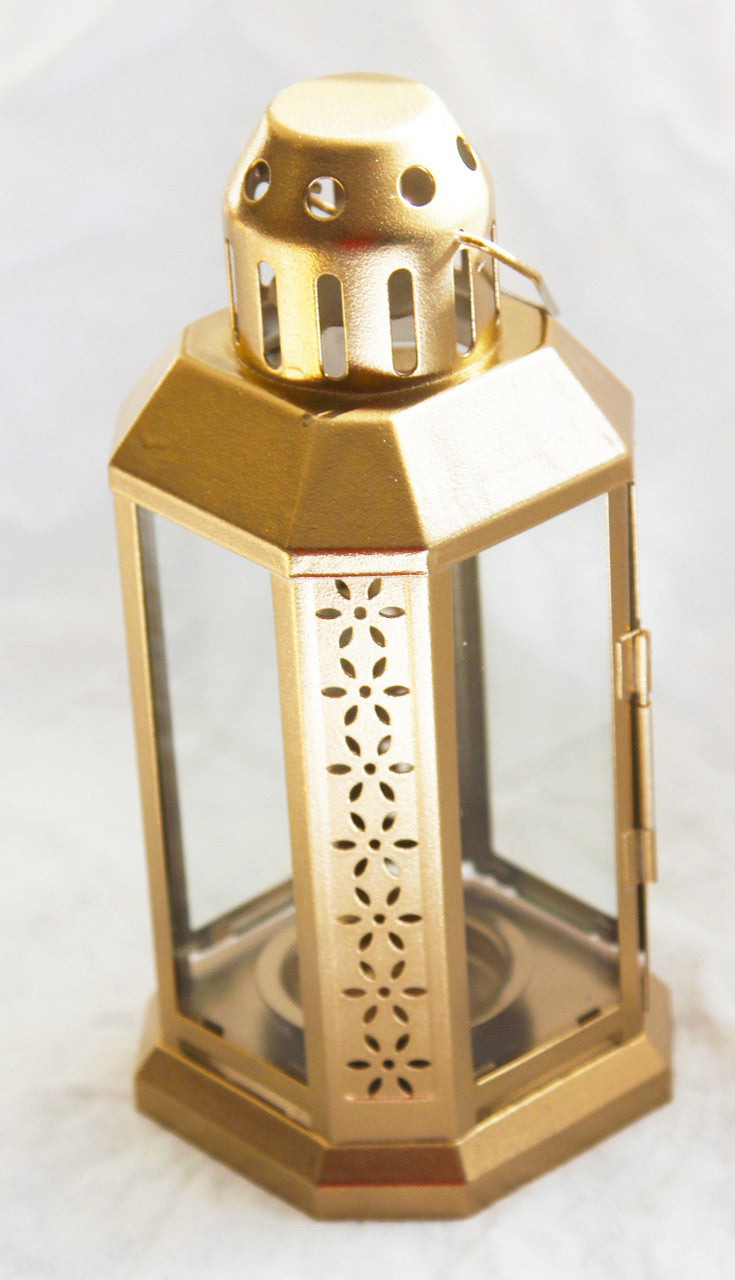 Gold Metal Miners Lantern Summer Xmas Wedding Home Party Room Balconey Deck Decoration 21cm Tealight Candle - ShopFrenzy