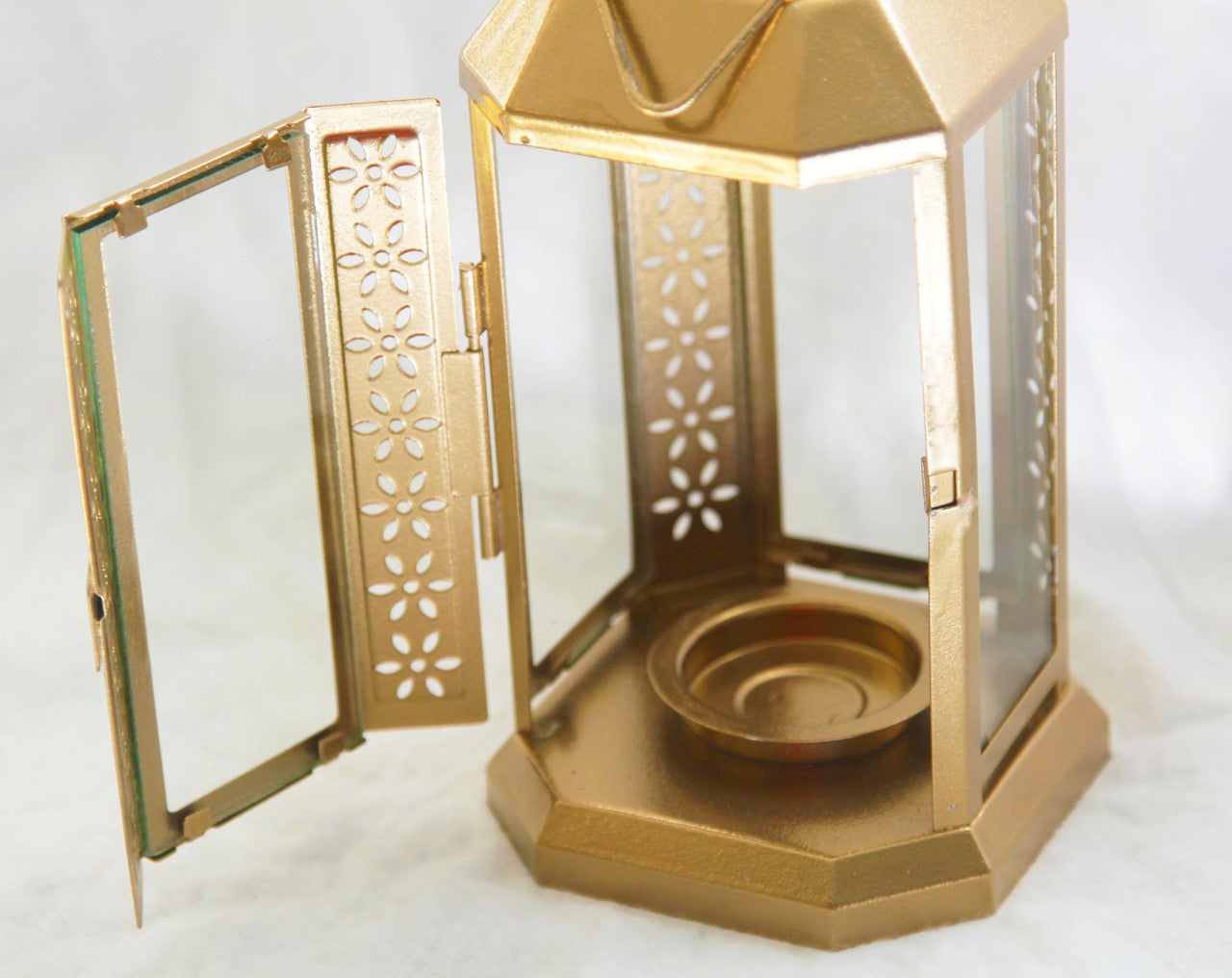 Gold Metal Miners Lantern Summer Xmas Wedding Home Party Room Balconey Deck Decoration 21cm Tealight Candle - ShopFrenzy