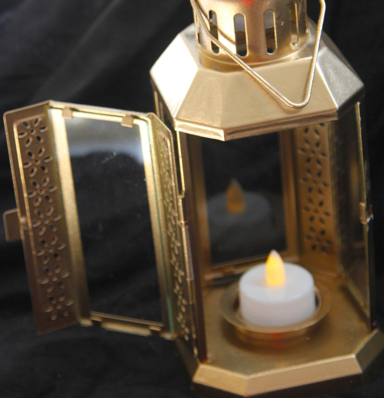 Gold Metal Miners Lantern Summer Xmas Wedding Home Party Room Balconey Deck Decoration 21cm Tealight Candle - ShopFrenzy