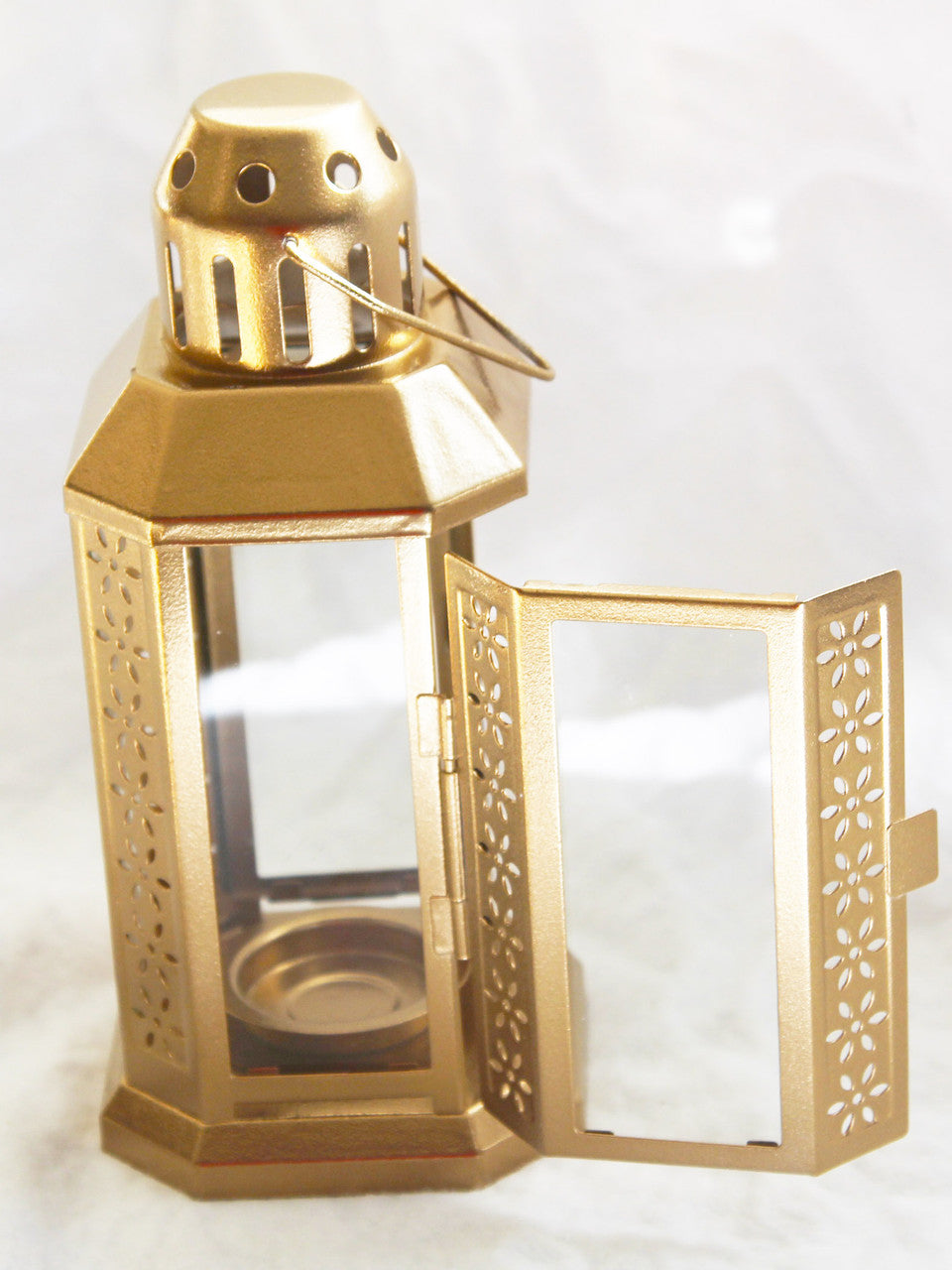 Gold Metal Miners Lantern Summer Xmas Wedding Home Party Room Balconey Deck Decoration 21cm Tealight Candle - ShopFrenzy