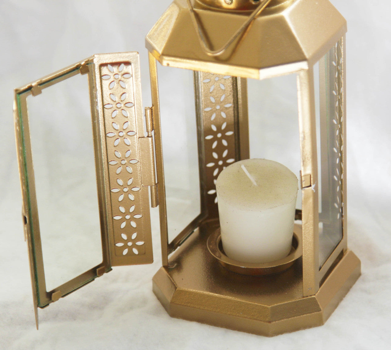 Gold Metal Miners Lantern Summer Xmas Wedding Home Party Room Balconey Deck Decoration 21cm Tealight Candle - ShopFrenzy