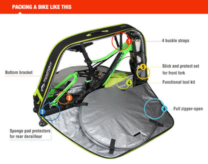 NOOYAH Bike GREY Travel Case Bike Bag Shell EVA Tough material MTB Mountain Bike Road Bike TT 700c Gravel Bike Ebike 29er etc - BK007S - ShopFrenzy