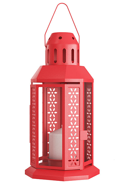 Red Metal Miners Lantern Summer Xmas Wedding Home Party Room Balconey Deck Decoration 21cm Tealight Candle - ShopFrenzy
