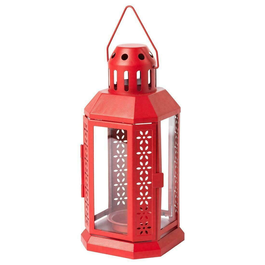 Red Metal Miners Lantern Summer Xmas Wedding Home Party Room Balconey Deck Decoration 21cm Tealight Candle - ShopFrenzy