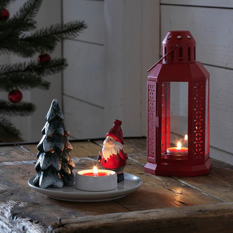 Red Metal Miners Lantern Summer Xmas Wedding Home Party Room Balconey Deck Decoration 21cm Tealight Candle - ShopFrenzy