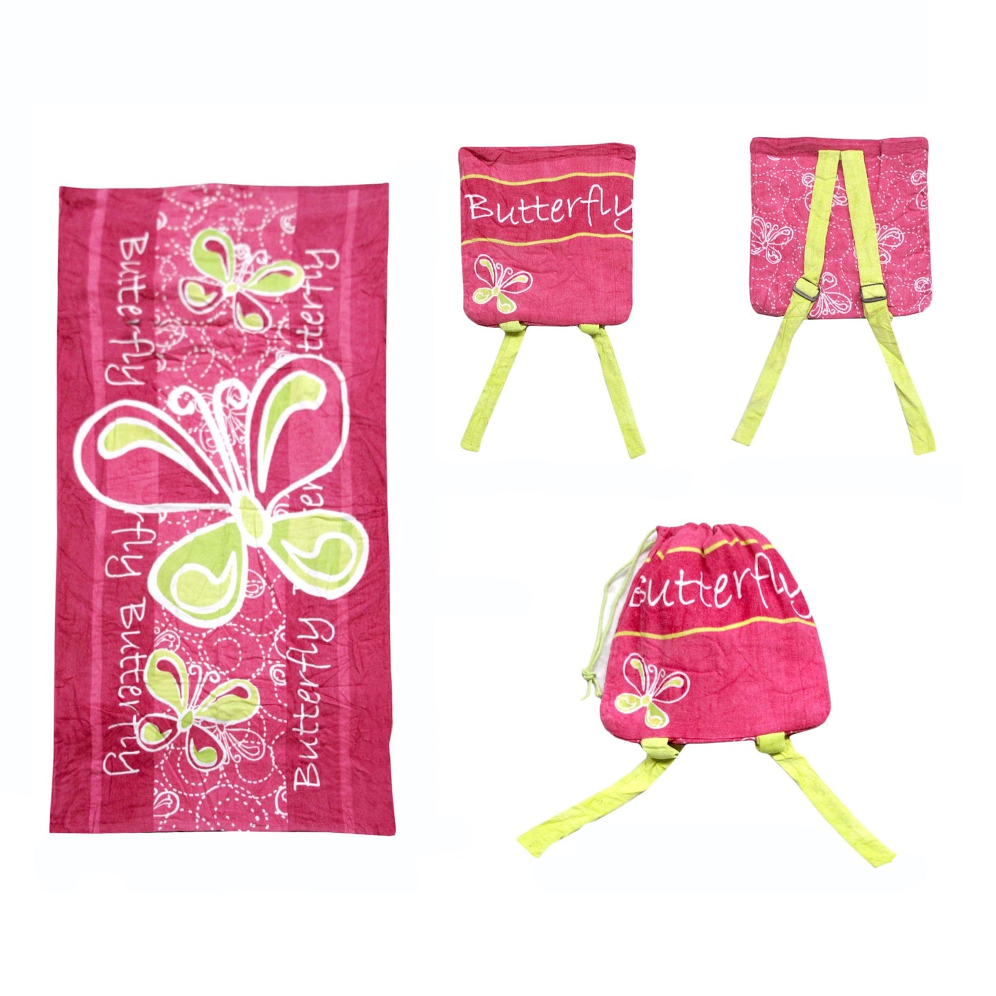 Kids Beach Towel N Bag Butterfly - ShopFrenzy