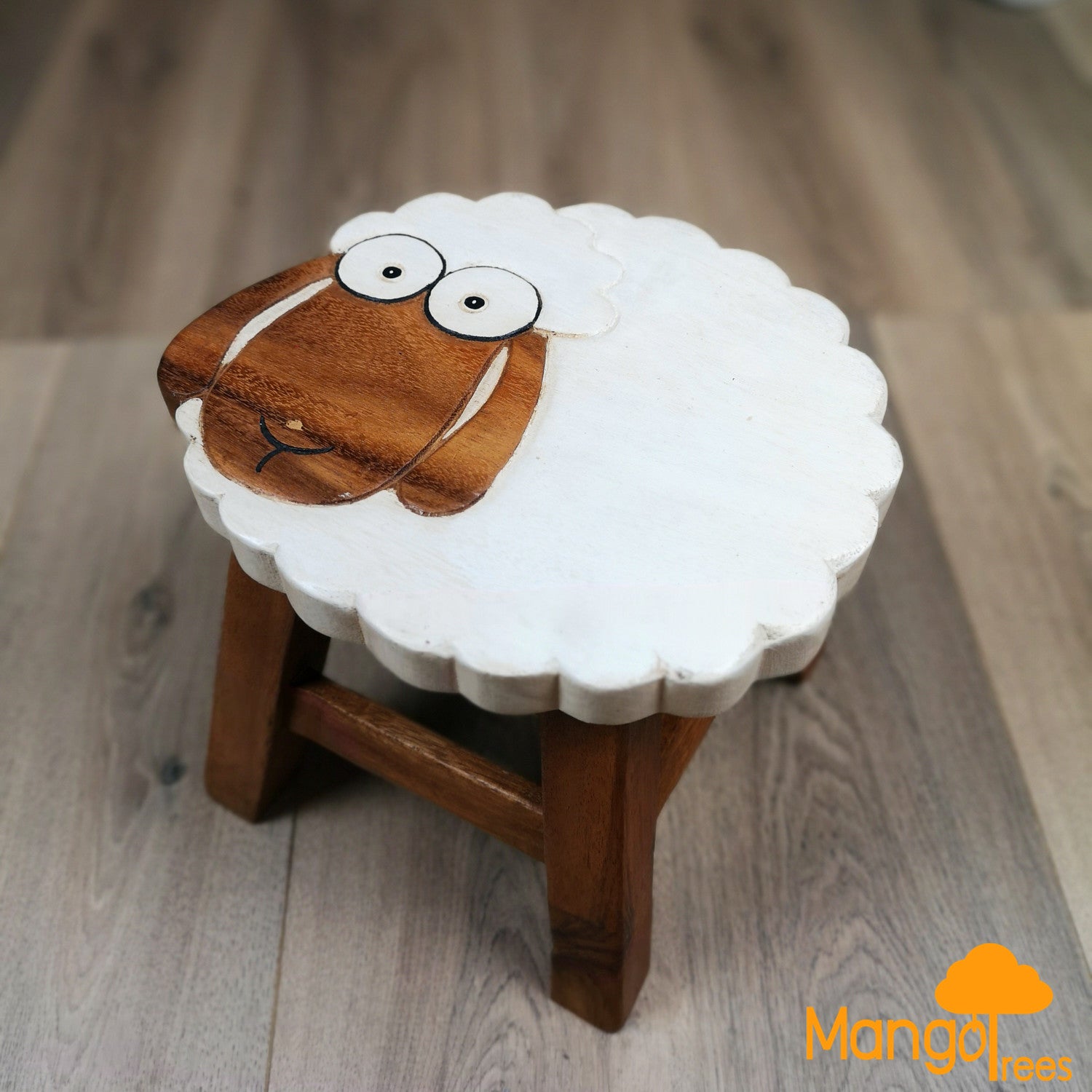 Kids Wooden Stool Long Ear Sheep - ShopFrenzy