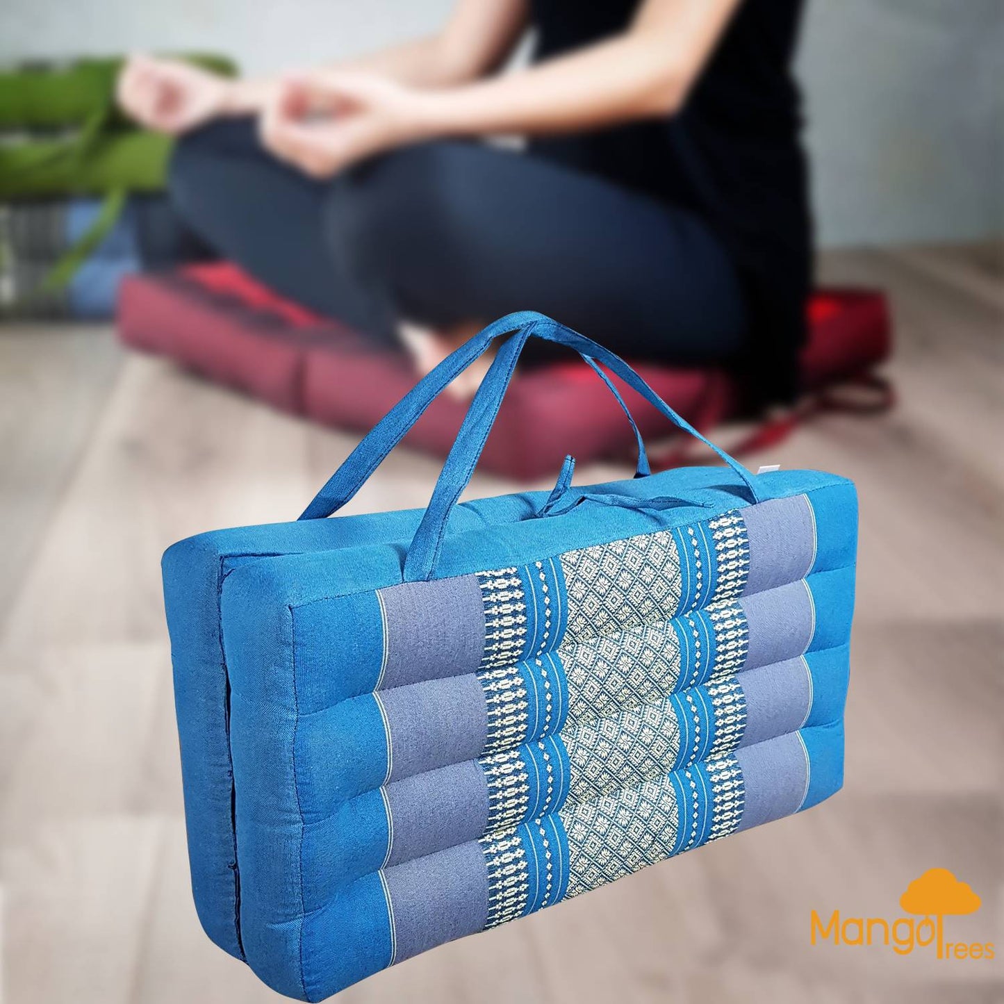 2-Fold Meditation Cushion Yoga Mat Blue - ShopFrenzy