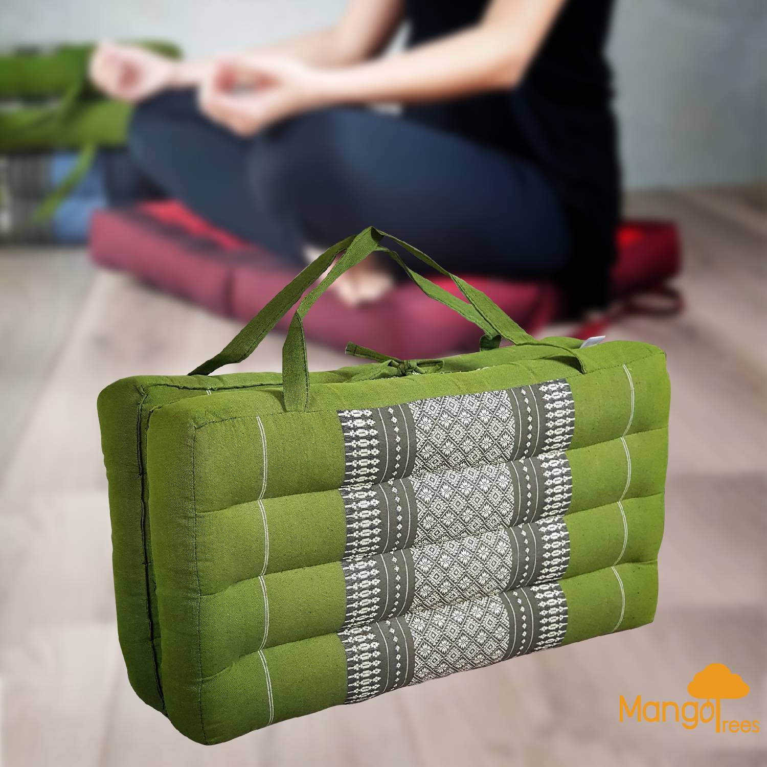 2-Fold Meditation Cushion Yoga Mat Green - ShopFrenzy