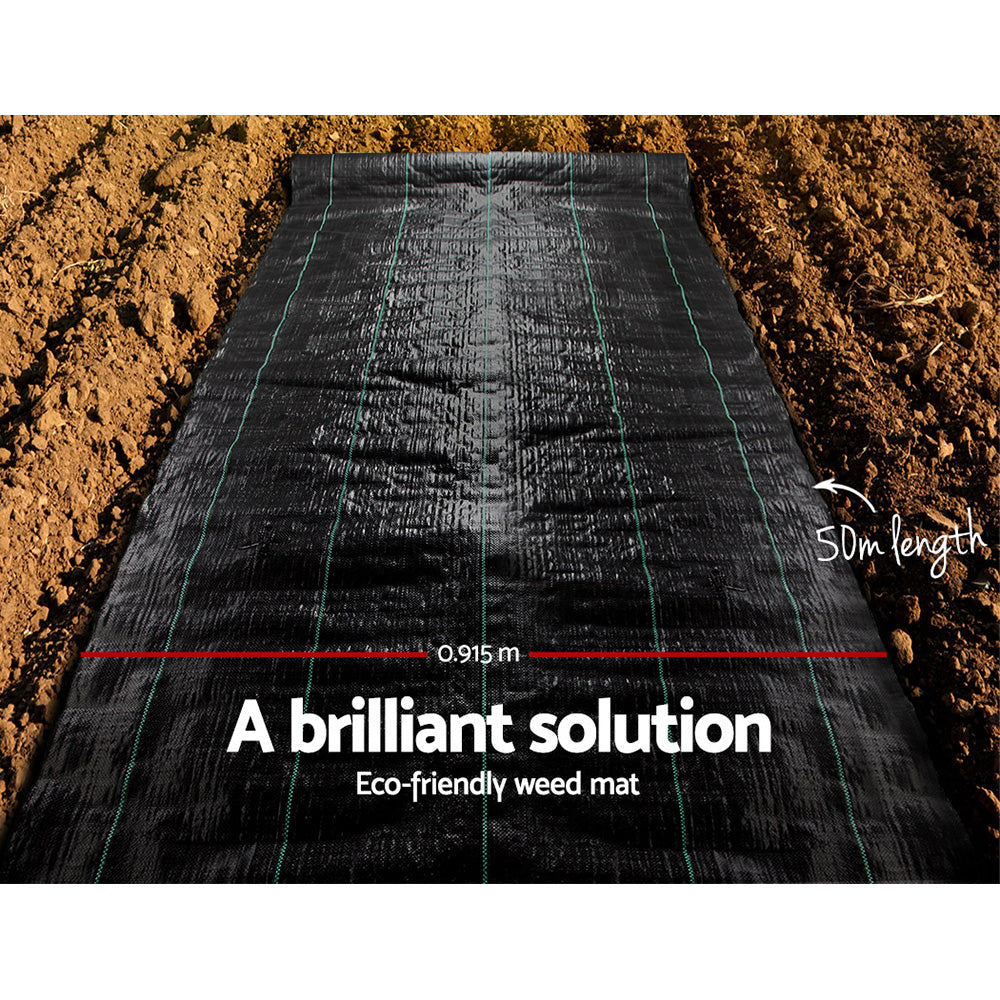 Instahut 0.915x50m Weed Mat Weedmat Control Plant - ShopFrenzy
