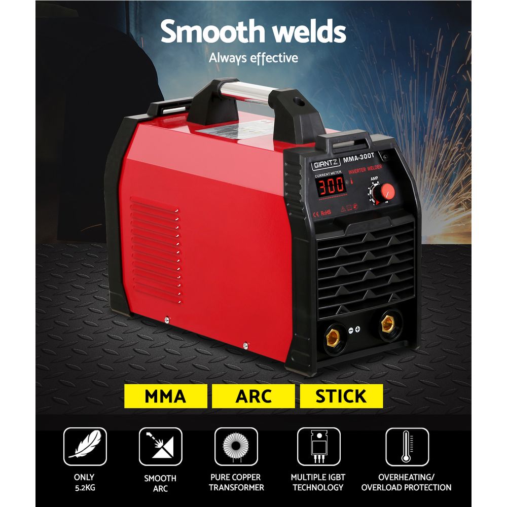 Giantz 300Amp Inverter Welder MMA ARC iGBT DC Gas Welding Machine Stick Portable - ShopFrenzy